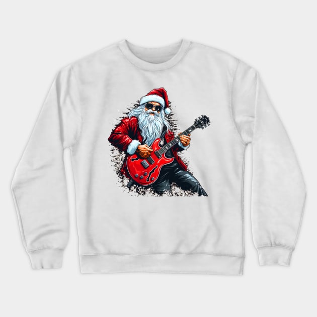 Guitar Santa Crewneck Sweatshirt by MZeeDesigns